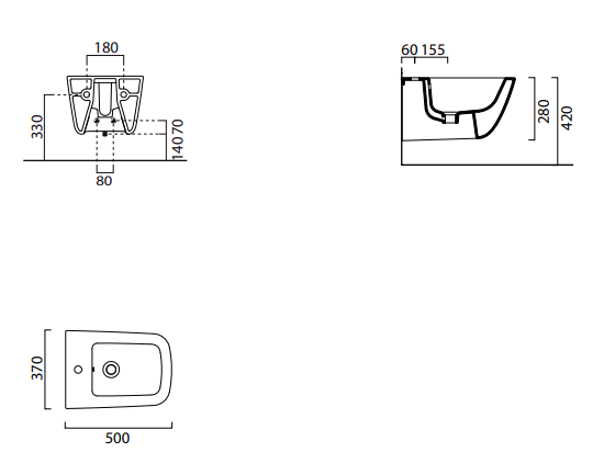 Подвесное керамическое биде GSI Sand 90641 50х37