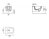 Подвесное керамическое биде GSI Sand 90641 50х37 схема 1
