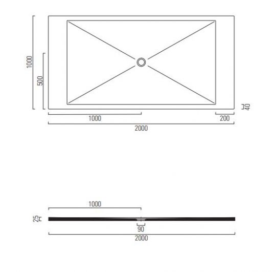 Душевой поддон GSI H2 200x100 схема 2