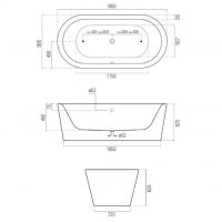 Отдельностоящая ванна GSI Sand VASAND90 185х90 схема 3