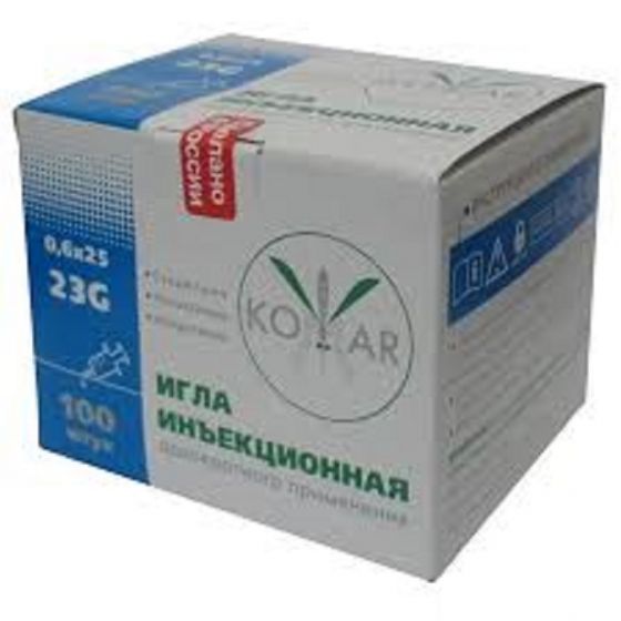 Игла инъекционная стерильная 23G, 0,6x25 мм, Komar
