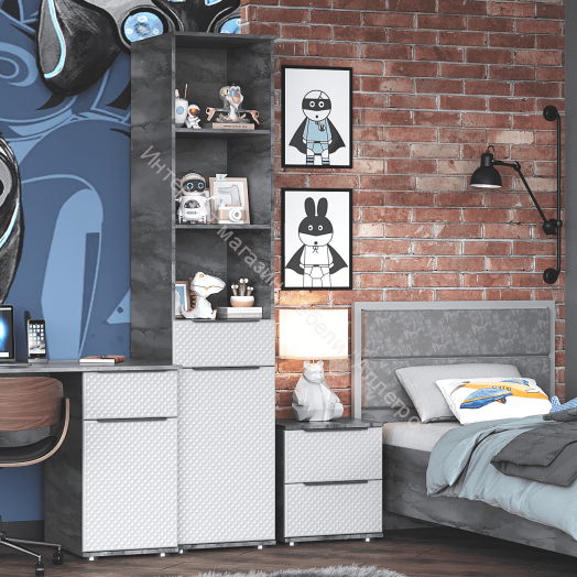 Пенал 1-ств. с ящиком и полками "Лео 2" 450