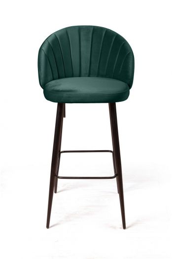 Стул барный Mont Blanc, бархат изумрудный 87 / черный конус