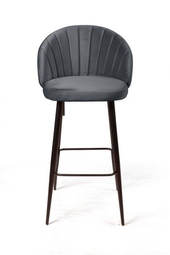 Стул барный Mont Blanc, бархат светло-серый 26 / черный конус