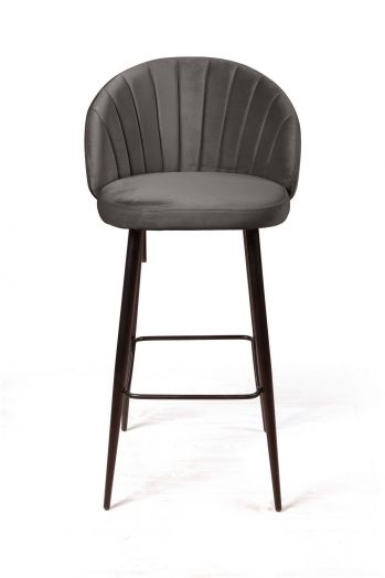 Стул барный Mont Blanc, бархат антрацит 14 / черный конус