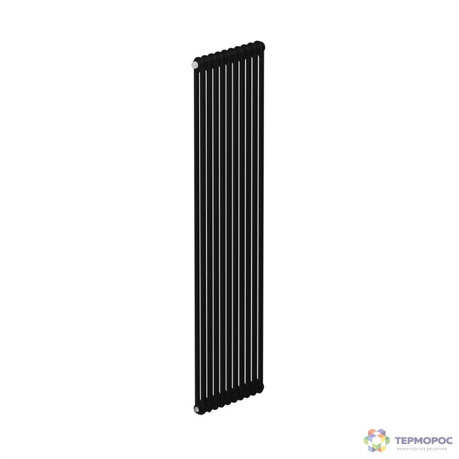 Стальной трубчатый радиатор Rifar TUBOG 2180 подключение нижнее одностороннее Черный янтарь матовый (RAL 9005) ФОТО