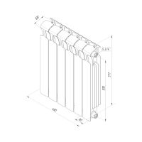 Биметаллический радиатор Rifar Monolit 500 боковое подключение Сапфир (RAL 5024) схема 9