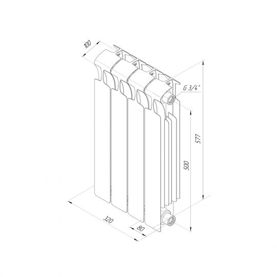 Биметаллический радиатор Rifar Monolit 500 боковое подключение Антрацит (DB_703) схема 5 Биметаллический радиатор Rifar Monolit 500 боковое подключение Антрацит (DB_703) схема 5