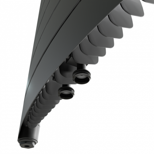 Биметаллический радиатор Rifar Convex Ventil 500 22 секции Титан (RAL 9223), нижнее центральное подключение схема 4