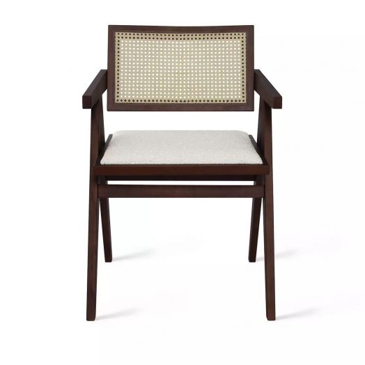 Стул с подлокотниками Franz, бук натуральный коричневый, букле белый