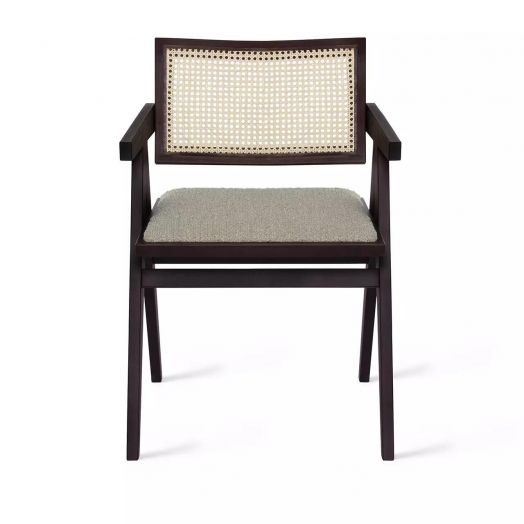 Стул с подлокотниками Franz, бук натуральный венге, букле бежевый