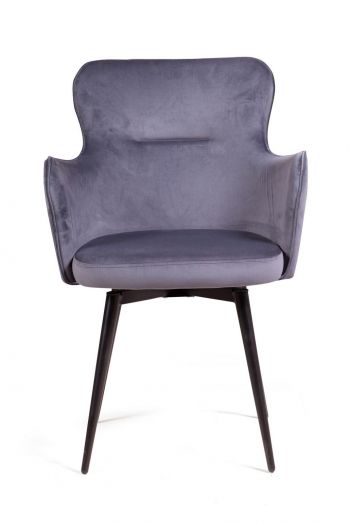 Стул c подлокотниками King, поворотный на 360 градусов, бархат серый 27