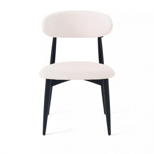Стул Paolo, бук натуральный (эмаль черная), ткань, белый