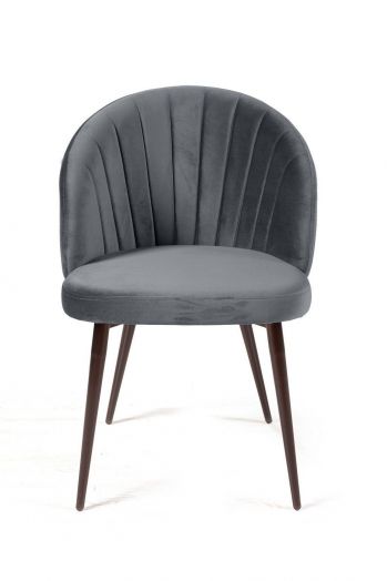 Стул Mont Blanc, бархат светло-серый 26 / черный конус