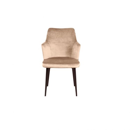 Стул с подлокотниками Hunt, бархат бежевый 5 / чёрный конус