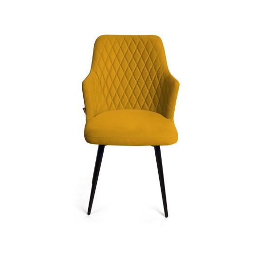 Стул поворотный на 90 градусов, функция возврата, антишум Hunt ромб, велюр желтый maxx 560 / чёрный конус