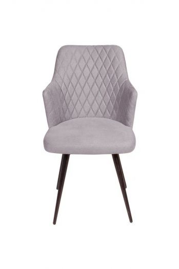 Стул поворотный на 360 градусов Hunt ромб, бархат светло-серый 26 / чёрный конус