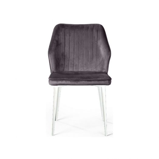 Стул Berg, бархат  светло-серый 26 / белый конус