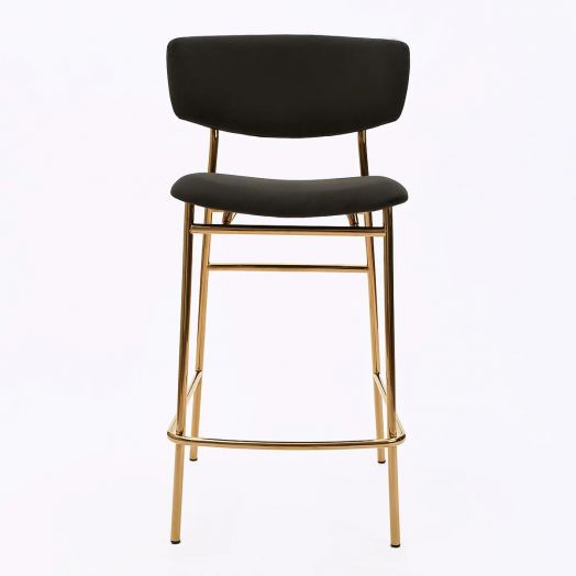 Стул полубарный Deimos, микровелюр графит, опоры золото
