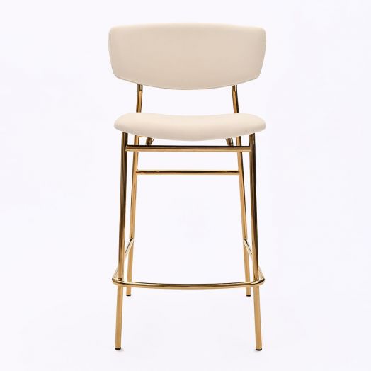 Стул полубарный Deimos, микровелюр бежевый лайт, опоры золото
