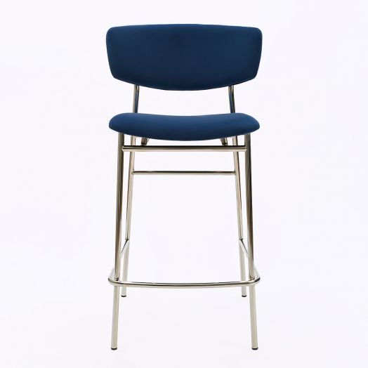 Стул полубарный Deimos, микровелюр синий, опоры хром