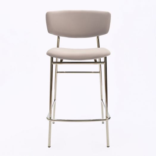 Стул полубарный Deimos, микровелюр серый, опоры хром