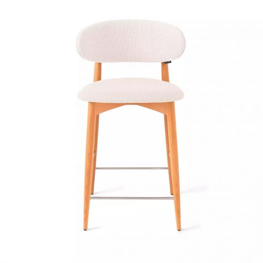 Стул полубарный Paolo, бук натуральный, ткань, белый