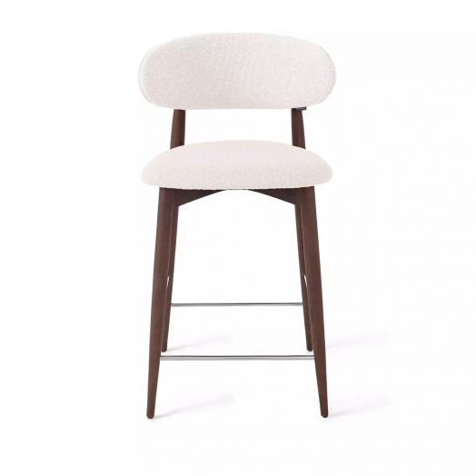 Стул полубарный Paolo, бук натуральный (тонированный коричневым лаком), ткань, белый