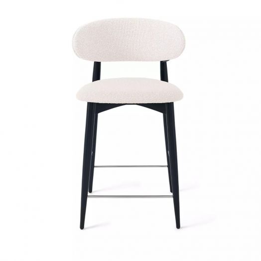 Стул полубарный Paolo, бук натуральный (эмаль черная), ткань, белый