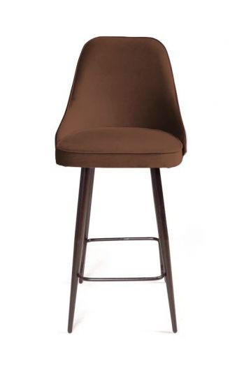 Стул полубарный Oliver, бархат коричневый 12/ чёрный конус