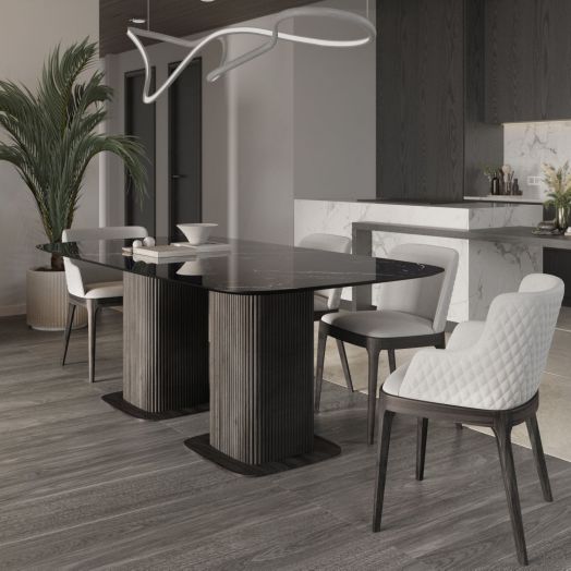 Стол прямоугольныи Denver 270, керамика глянцевая, две опоры дерево