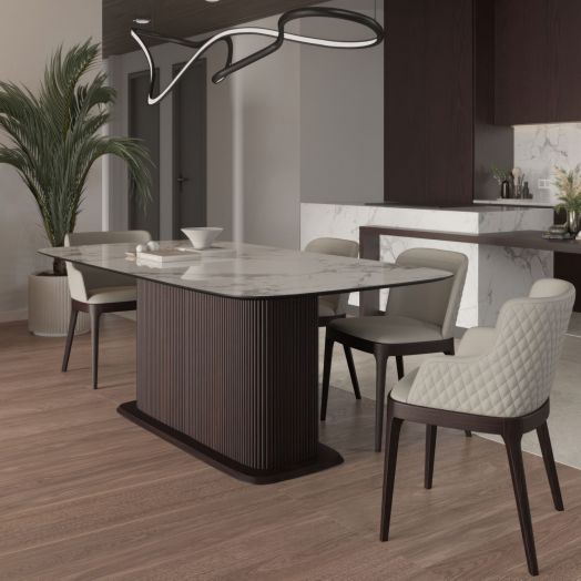 Стол прямоугольныи Denver 180, керамика глянцевая, опора дерево