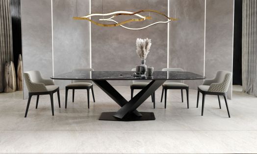 Стол Toros 200 овальный, керамика глянцевая черная