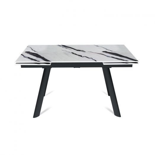 Стол раскладной Stone (140+40+40), керамика глянцевая Panda white