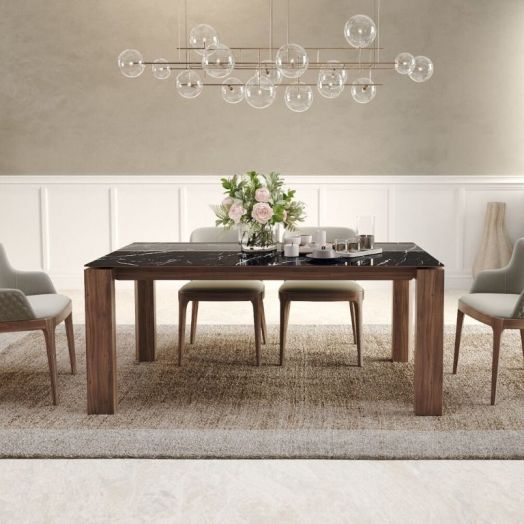 Стол обеденный Aron 200, керамика глянцевая черная