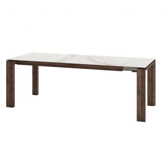 Стол раскладной Aron (160+40), керамика матовая белая