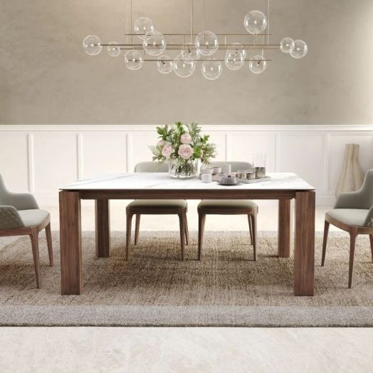 Стол обеденный Aron 200, керамика матовая белая