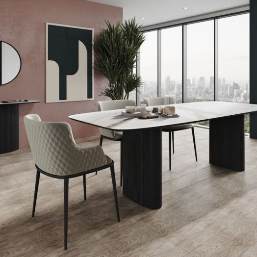 Стол обеденный Nolan 200, керамика матовая / две опоры овал