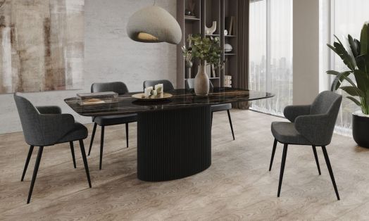 Стол Nolan 180, керамика глянцевая, черная / опора овал