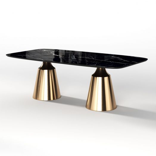 Стол овальный Lucas 230, керамика глянцевая, черная