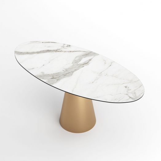 Стол овальный Lucas 160, керамика матовая, белая