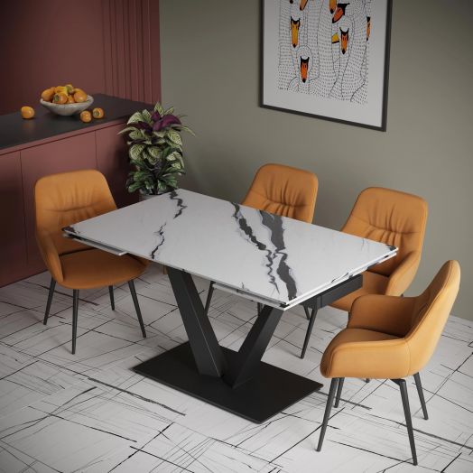 Стол раскладной Malibu (120+30+30), керамика матовая Black Gold