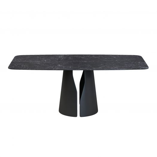 Стол овальный GIO 180, керамика матовая, черная