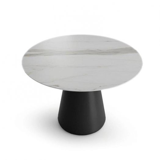 Стол круглый Ikon 100, керамика матовая, белая