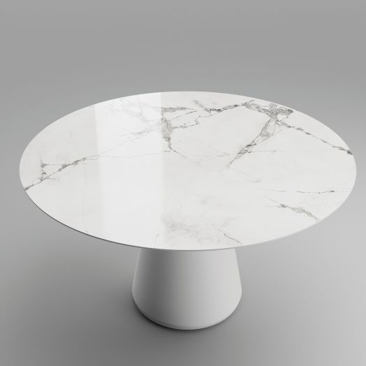 Стол круглый Ikon 120, керамика глянцевая, белая