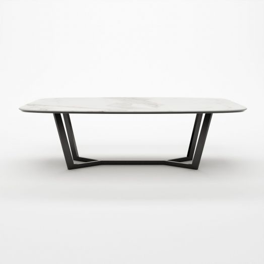 Стол овальный BENZ 160, керамика матовая, белая