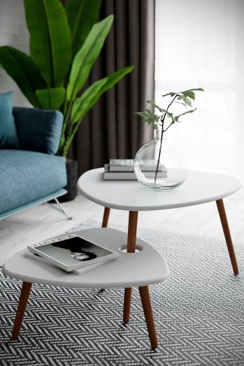 Стол журнальный Стилгрей белый/дуб светлый