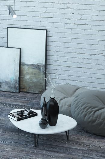 Стол журнальный Дадли белый бетон/чёрный