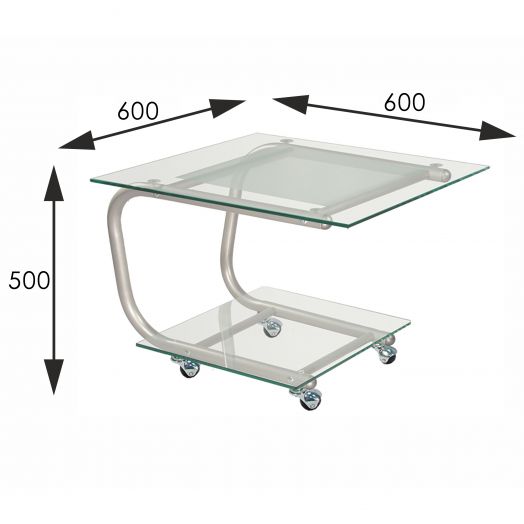 Стол журнальный Дуэт 9 металлик/ прозрачное