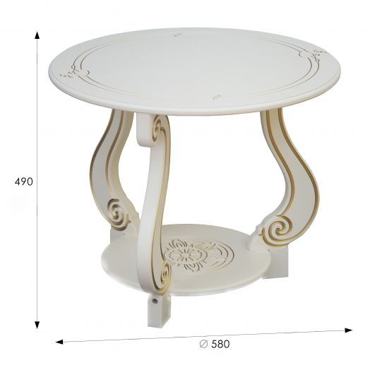 Стол журнальный Грация (М) слоновая кость/золото